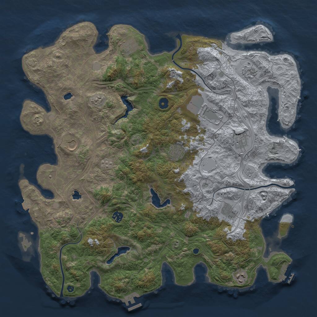 Rust Map: Procedural Map, Size: 4500, Seed: 763909427, 16 Monuments