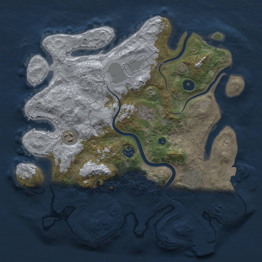 Rust Map: Procedural Map, Size: 3500, Seed: 1384471025, 11 Monuments