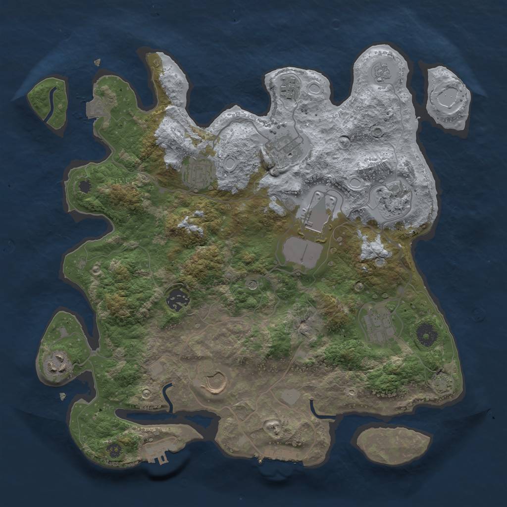 Rust Map: Procedural Map, Size: 3500, Seed: 17382680, 17 Monuments