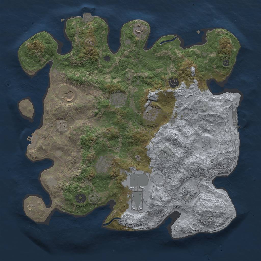 Rust Map: Procedural Map, Size: 3750, Seed: 1587298329, 17 Monuments