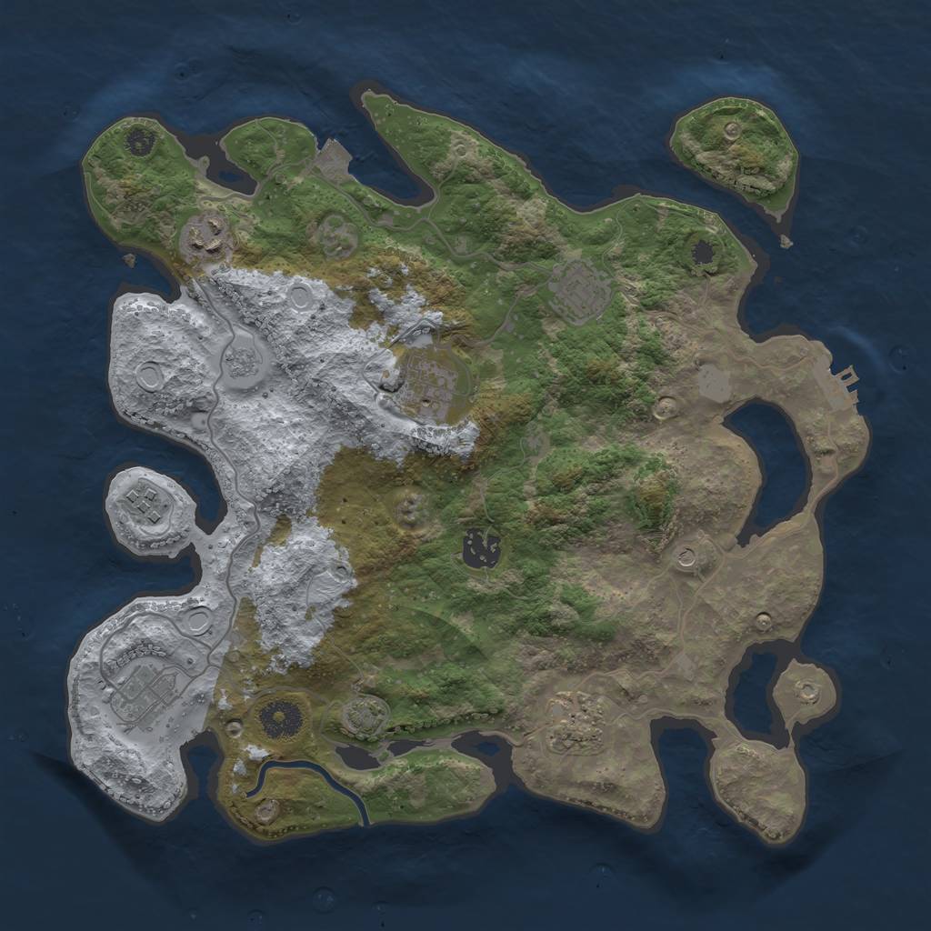 Rust Map: Procedural Map, Size: 3450, Seed: 2448320, 14 Monuments