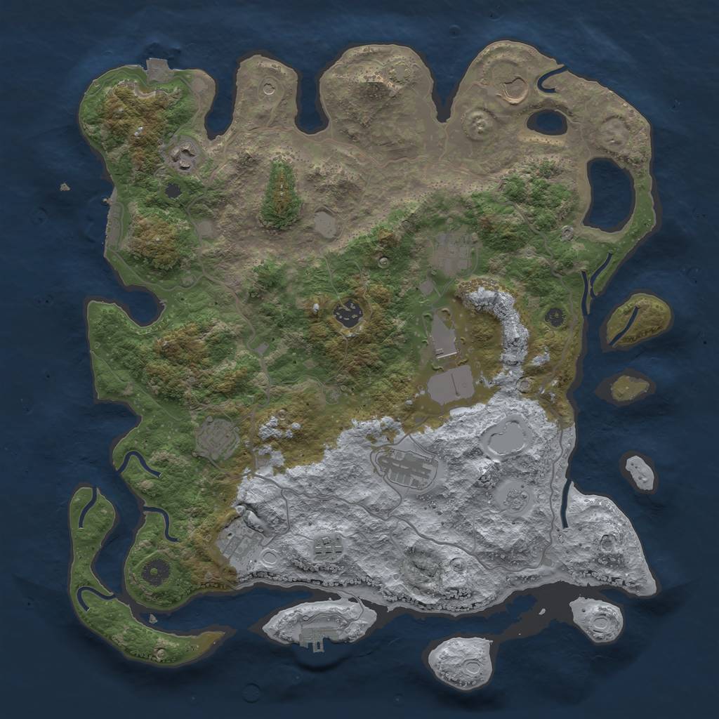 Rust Map: Procedural Map, Size: 4000, Seed: 85088665, 17 Monuments