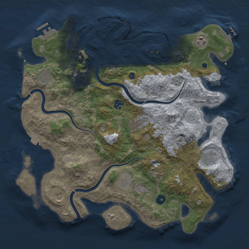 Rust Map: Procedural Map, Size: 3900, Seed: 76780897, 16 Monuments