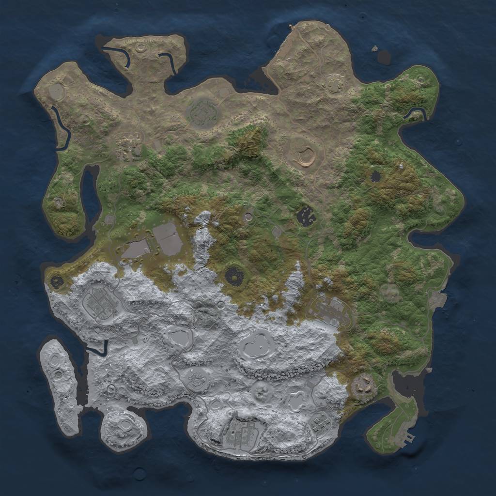 Rust Map: Procedural Map, Size: 3950, Seed: 89446782, 18 Monuments