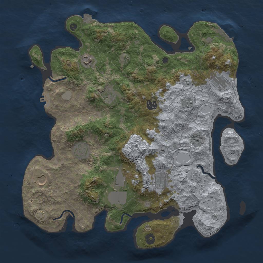 Rust Map: Procedural Map, Size: 3750, Seed: 270399372, 17 Monuments