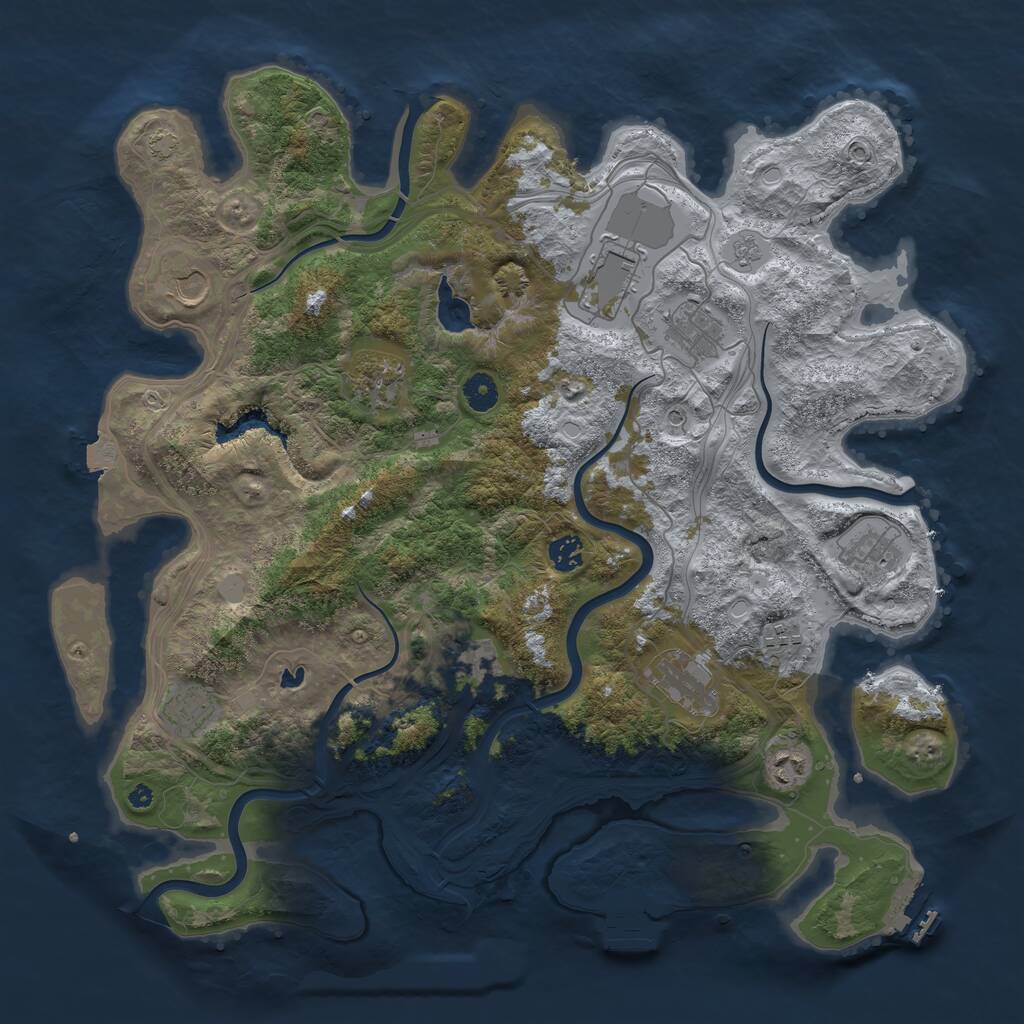Rust Map: Procedural Map, Size: 4300, Seed: 16864055, 17 Monuments