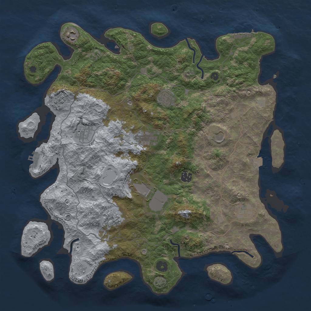 Rust Map: Procedural Map, Size: 4100, Seed: 19376894, 18 Monuments