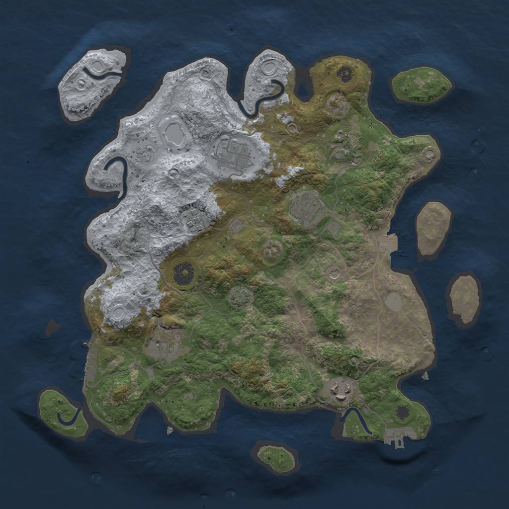 Rust Map: Procedural Map, Size: 3400, Seed: 41396841, 14 Monuments