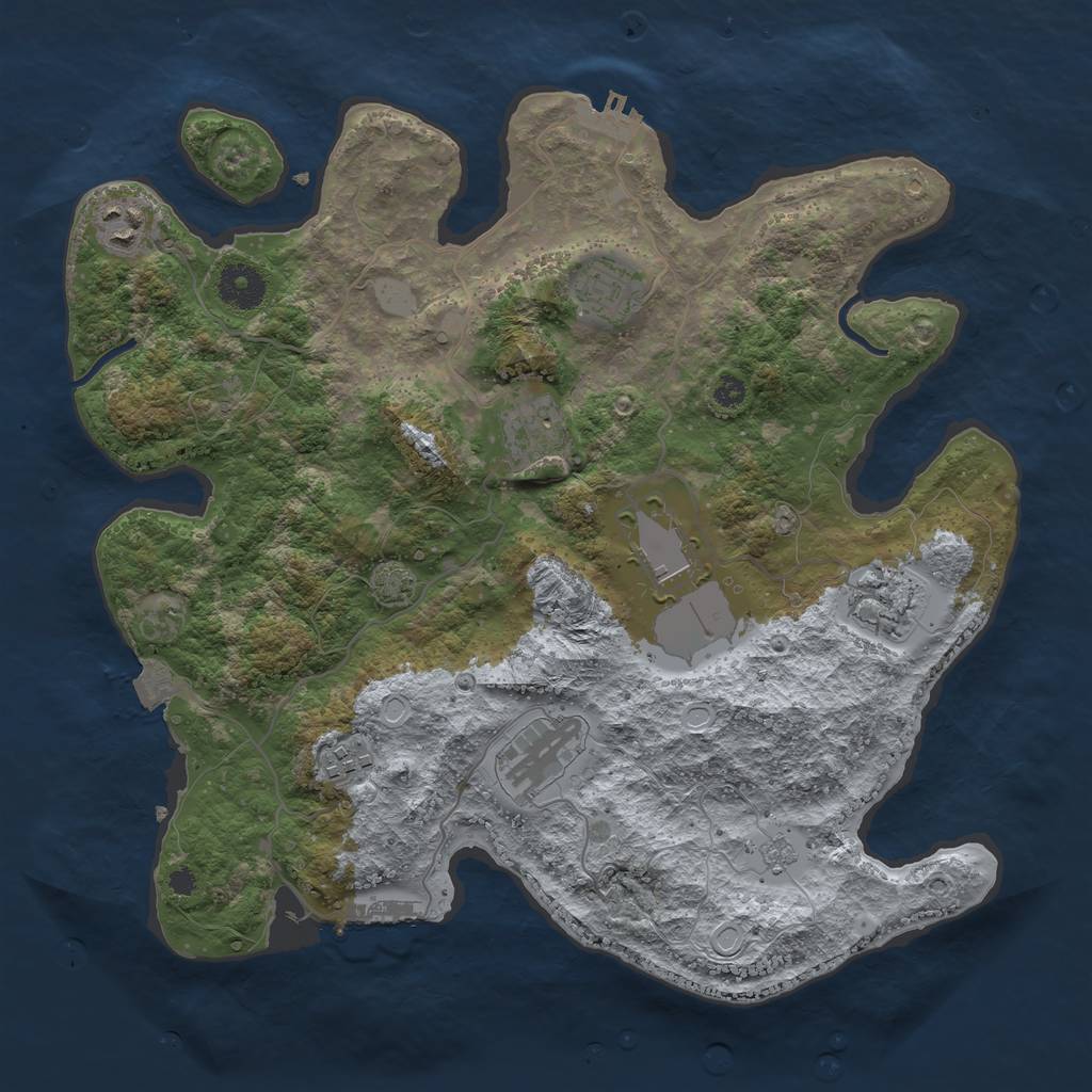 Rust Map: Procedural Map, Size: 3550, Seed: 94416427, 14 Monuments