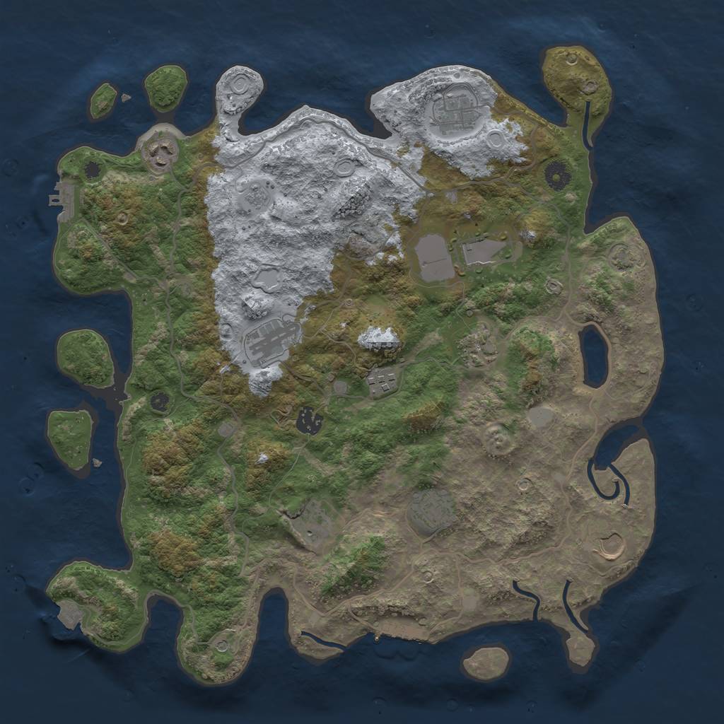 Rust Map: Procedural Map, Size: 4000, Seed: 13934686, 18 Monuments