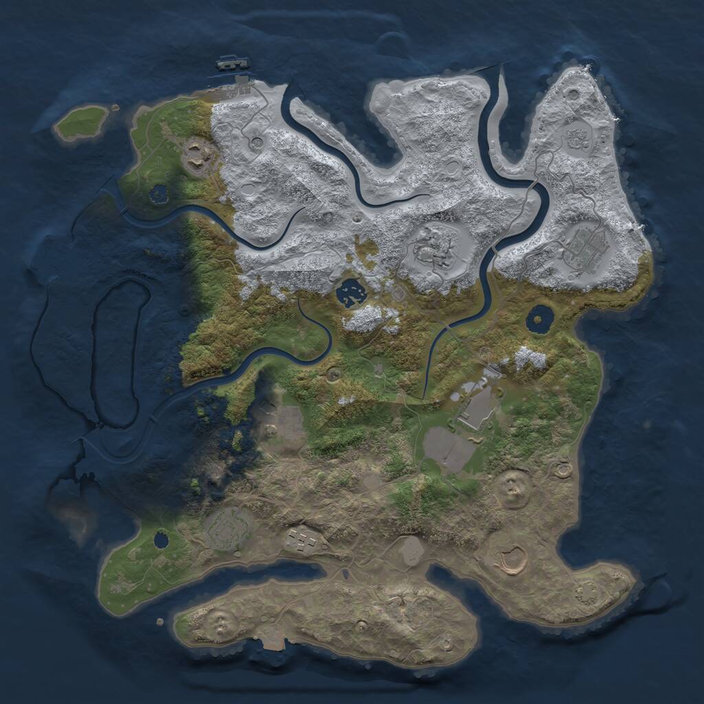Rust Map: Procedural Map, Size: 3750, Seed: 49471005, 15 Monuments