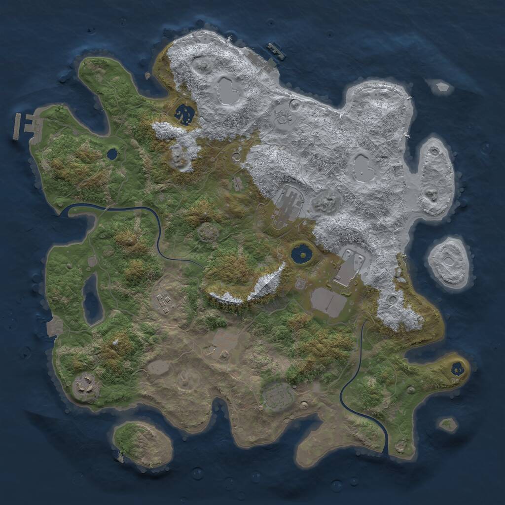 Rust Map: Procedural Map, Size: 3850, Seed: 12605758, 13 Monuments