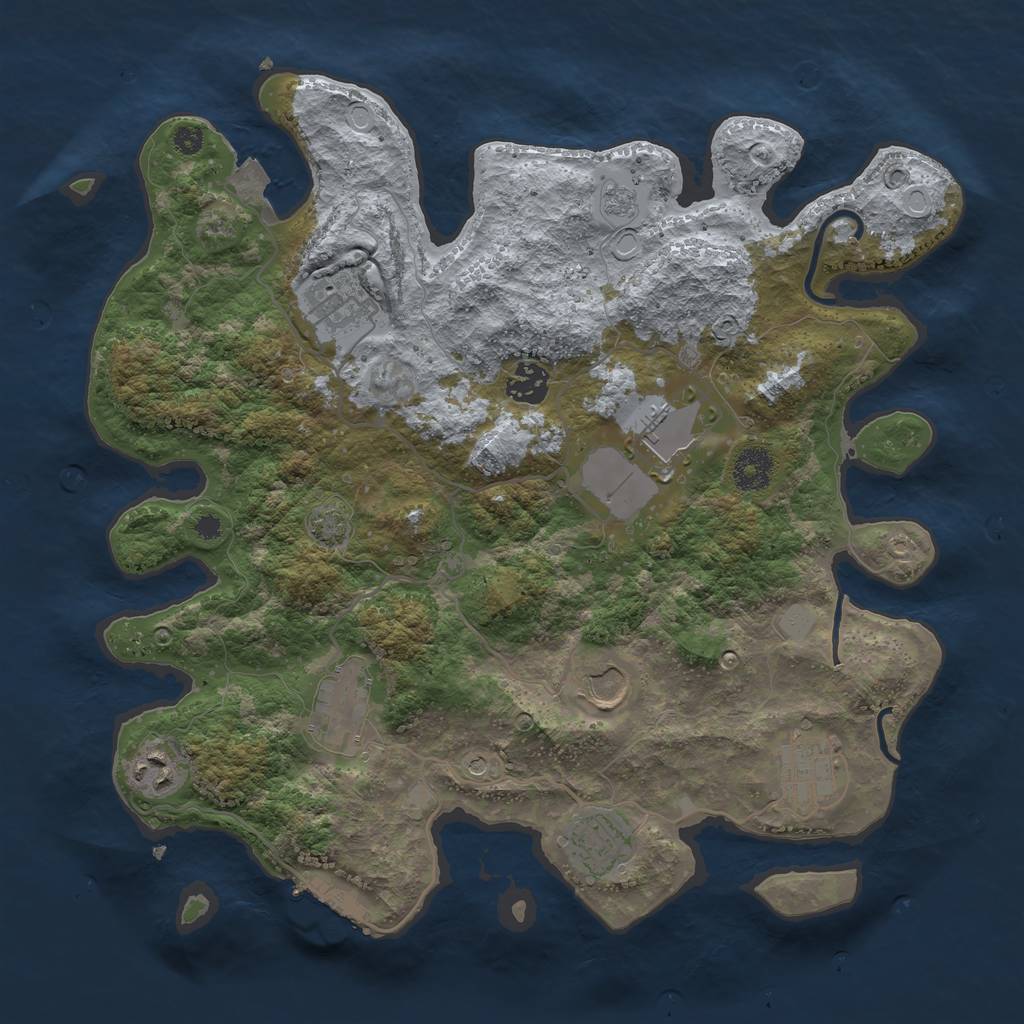Rust Map: Procedural Map, Size: 3600, Seed: 53473414, 15 Monuments