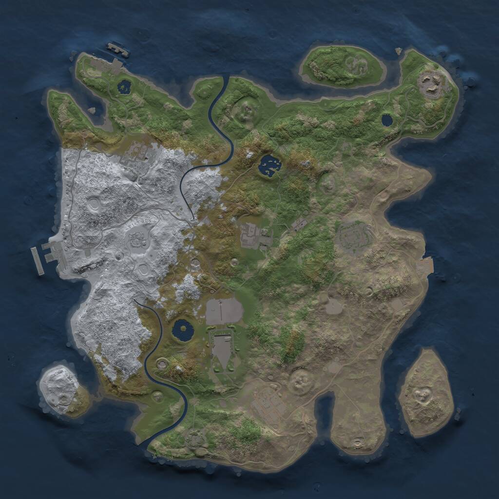 Rust Map: Procedural Map, Size: 3500, Seed: 40711752, 13 Monuments