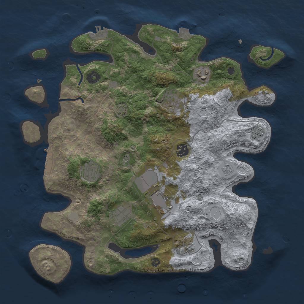 Rust Map: Procedural Map, Size: 3500, Seed: 39728822, 16 Monuments