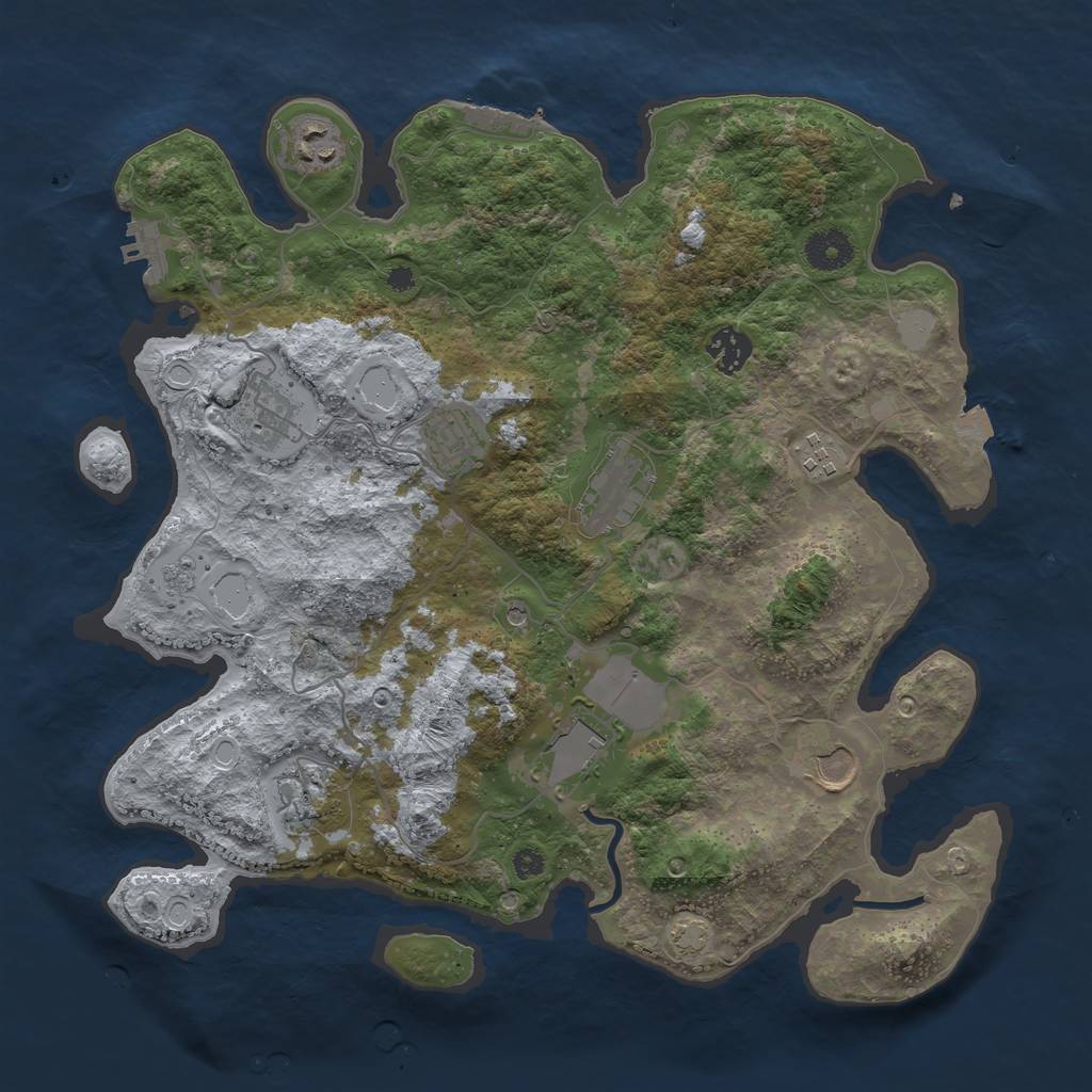 Rust Map: Procedural Map, Size: 3650, Seed: 51018300, 17 Monuments