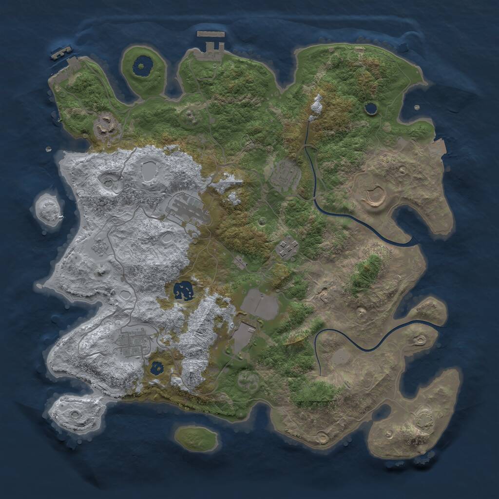 Rust Map: Procedural Map, Size: 3650, Seed: 51018300, 14 Monuments