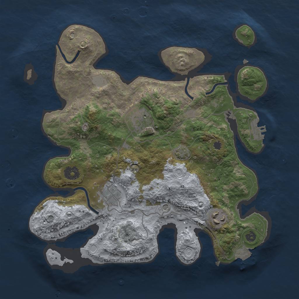 Rust Map: Procedural Map, Size: 3000, Seed: 19474, 9 Monuments