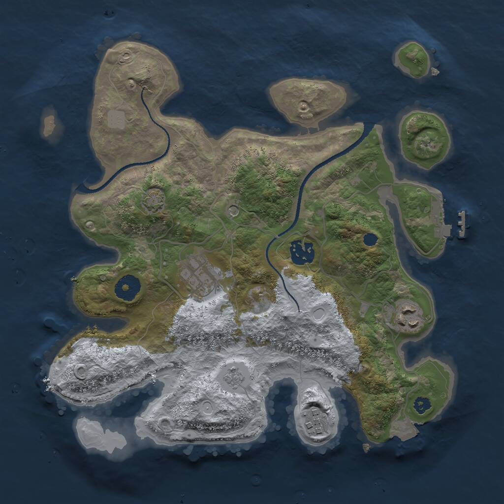 Rust Map: Procedural Map, Size: 3000, Seed: 19474, 9 Monuments