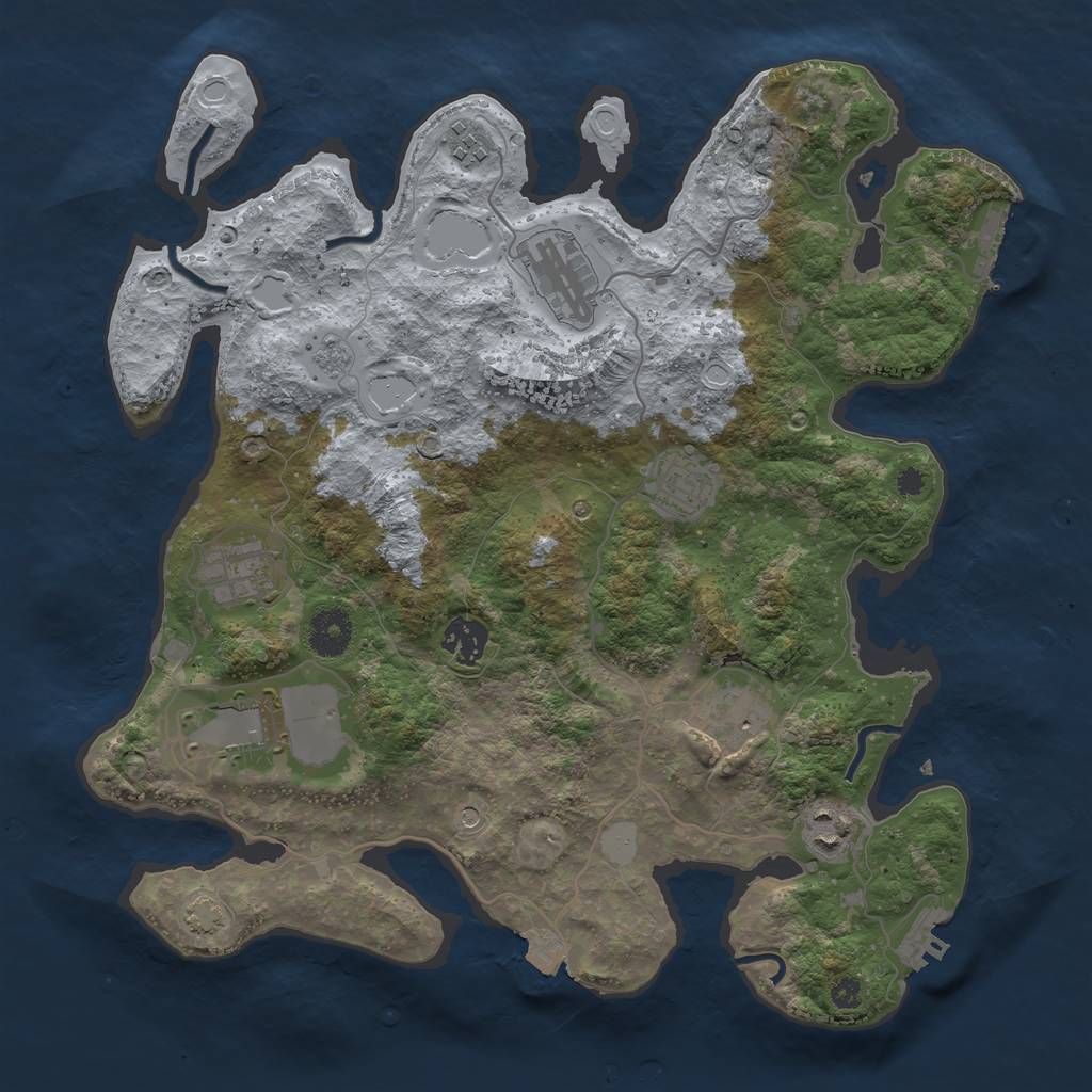 Rust Map: Procedural Map, Size: 3550, Seed: 23916760, 16 Monuments