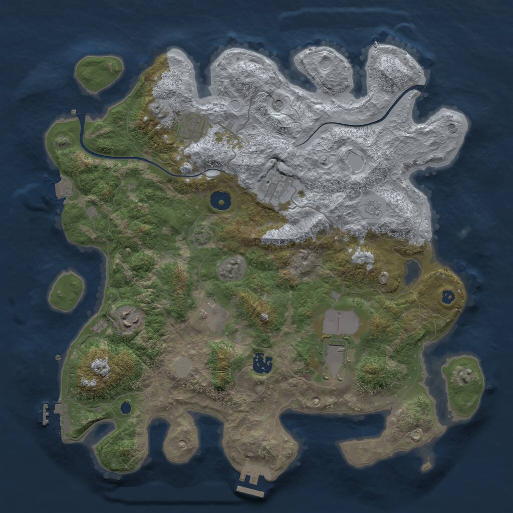 Rust Map: Procedural Map, Size: 3750, Seed: 49731859, 12 Monuments