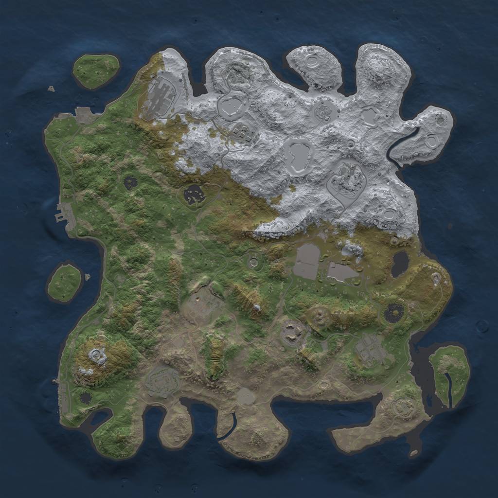 Rust Map: Procedural Map, Size: 3750, Seed: 49731859, 17 Monuments