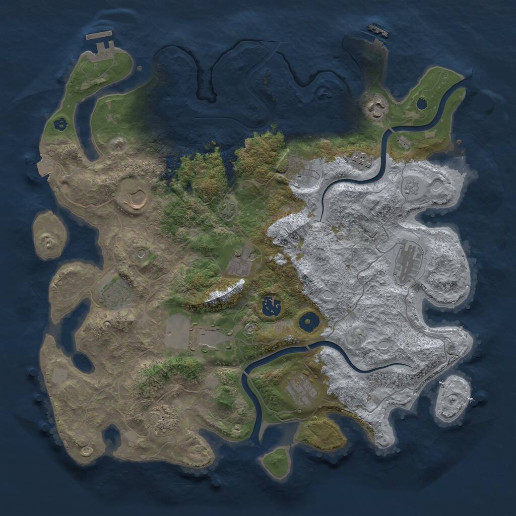Rust Map: Procedural Map, Size: 3950, Seed: 60234697, 17 Monuments