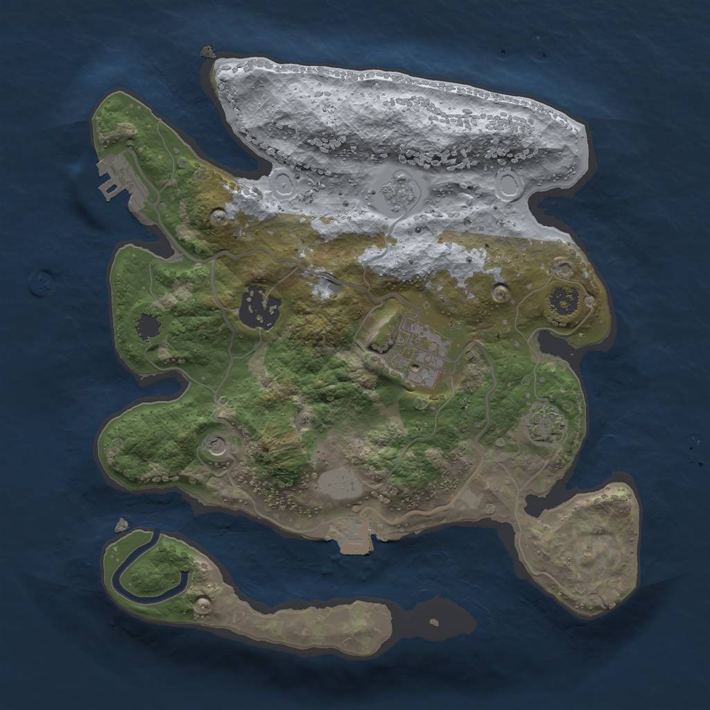 Rust Map: Procedural Map, Size: 2500, Seed: 909465231, 9 Monuments