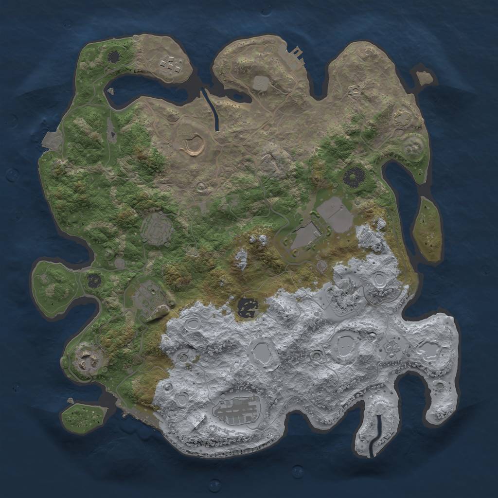 Rust Map: Procedural Map, Size: 3550, Seed: 24957379, 17 Monuments