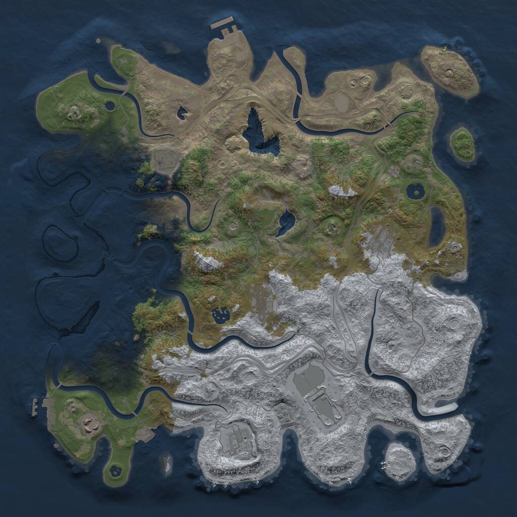 Rust Map: Procedural Map, Size: 4400, Seed: 25142043, 14 Monuments