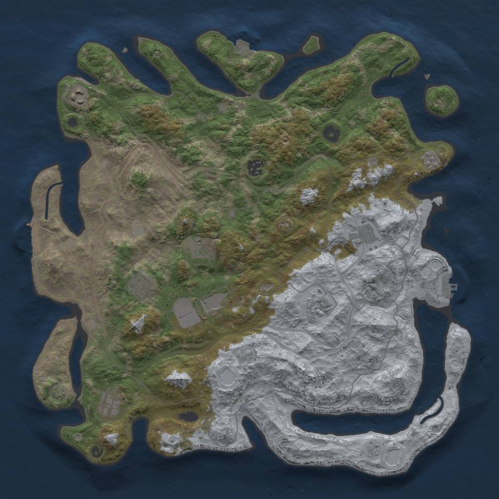 Rust Map: Procedural Map, Size: 4400, Seed: 69845092, 17 Monuments