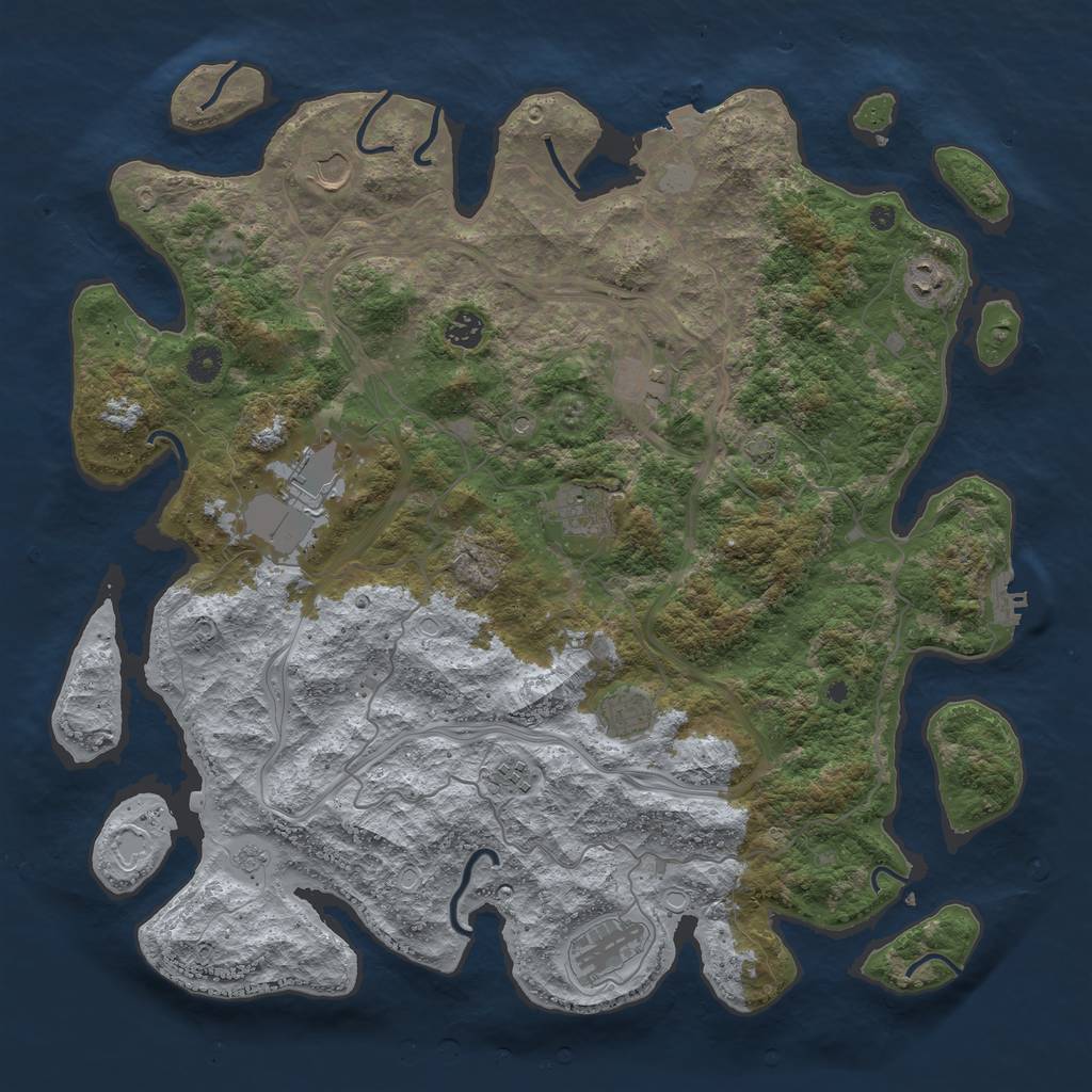 Rust Map: Procedural Map, Size: 4400, Seed: 77110448, 16 Monuments