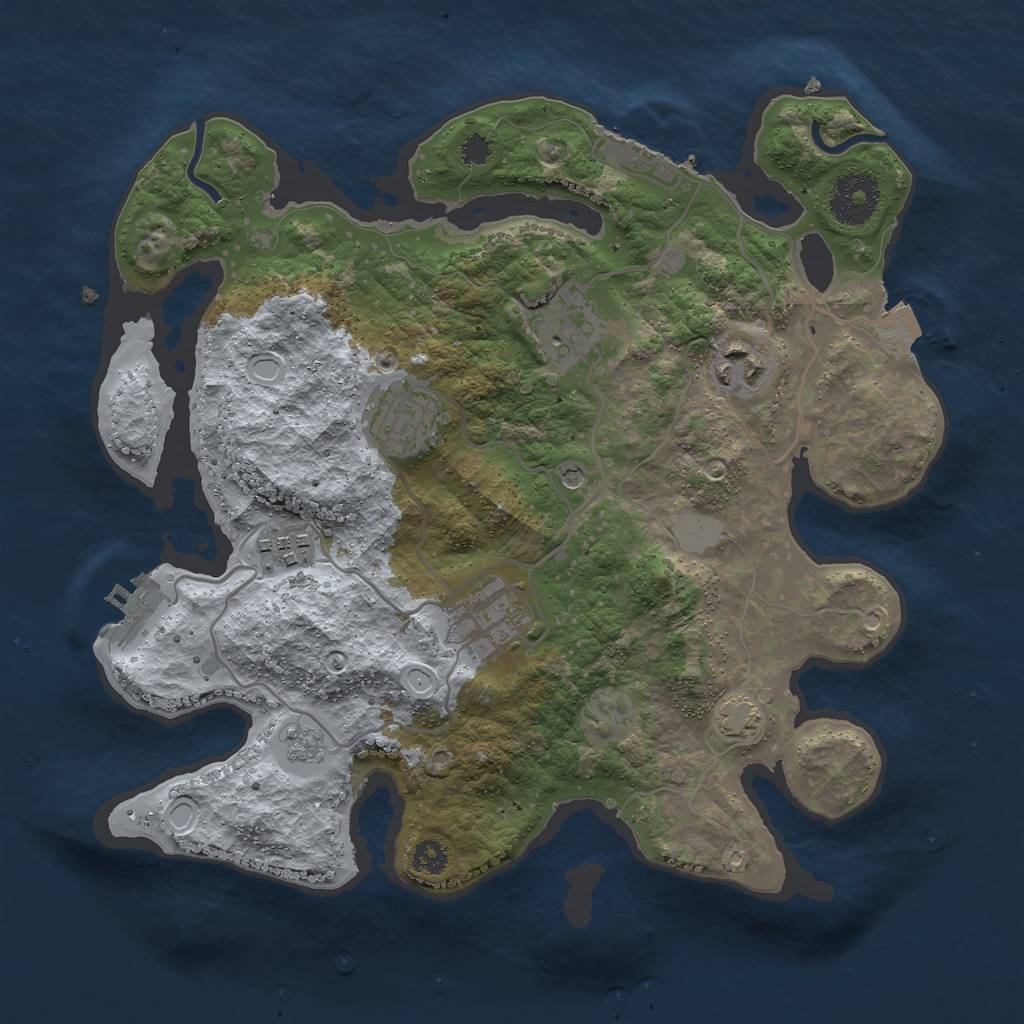 Rust Map: Procedural Map, Size: 3000, Seed: 88991010, 13 Monuments