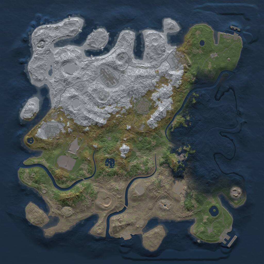 Rust Map: Procedural Map, Size: 3950, Seed: 40787093, 16 Monuments