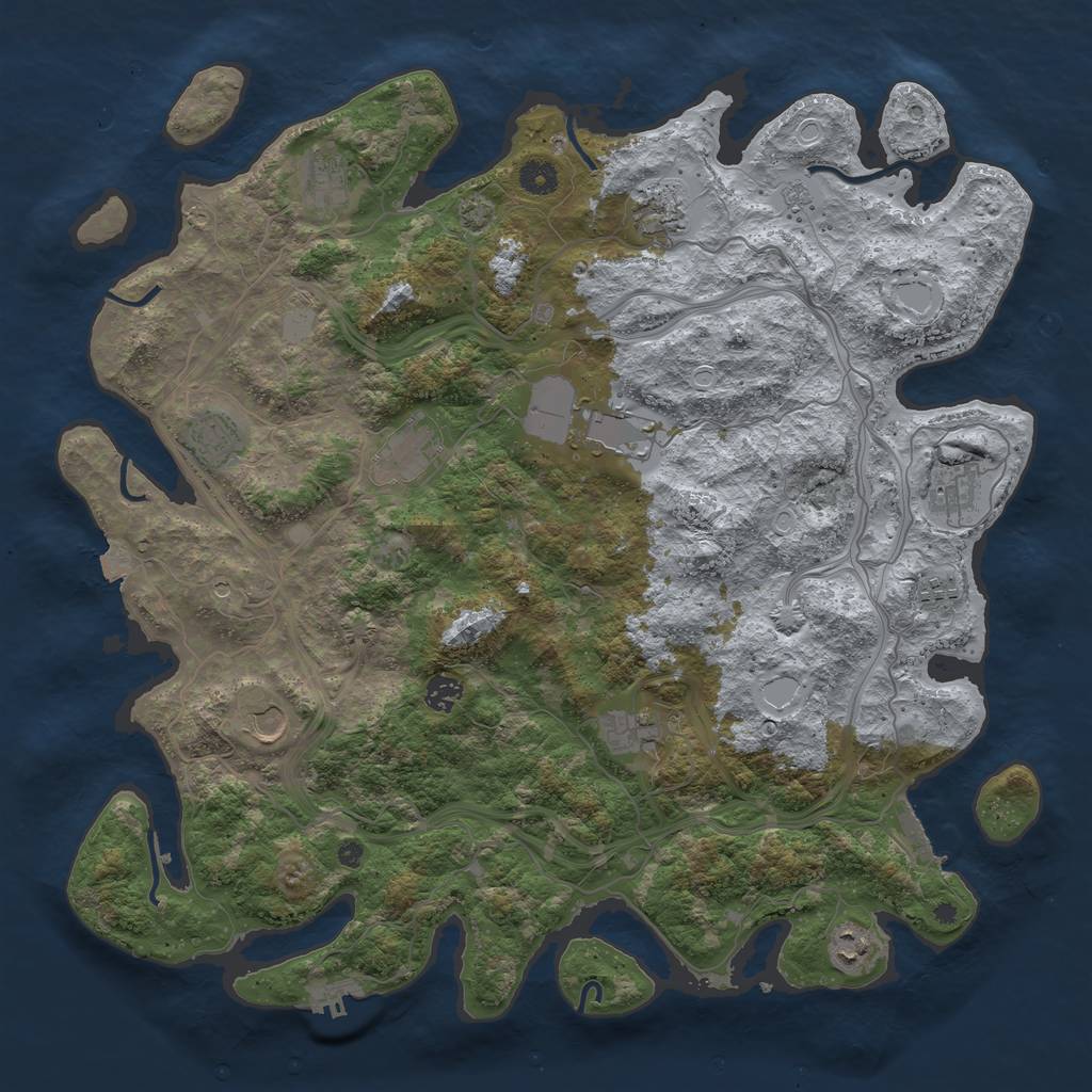 Rust Map: Procedural Map, Size: 4400, Seed: 50755309, 19 Monuments