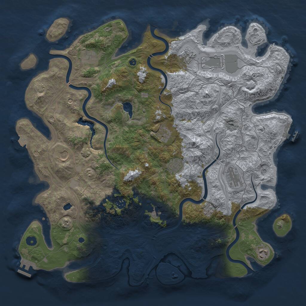 Rust Map: Procedural Map, Size: 4400, Seed: 50755309, 17 Monuments