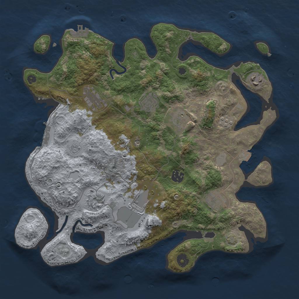 Rust Map: Procedural Map, Size: 3550, Seed: 5403181, 17 Monuments