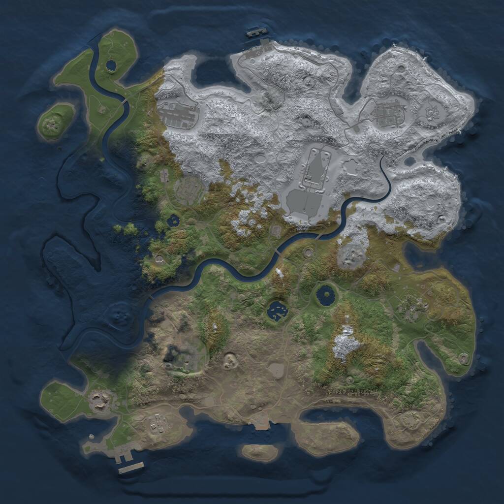 Rust Map: Procedural Map, Size: 3950, Seed: 43945870, 15 Monuments