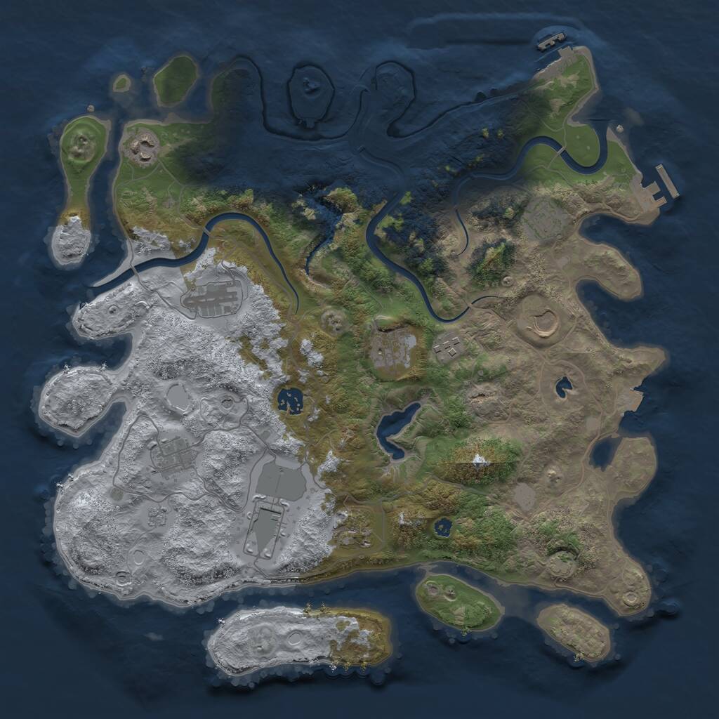 Rust Map: Procedural Map, Size: 4000, Seed: 5889465, 16 Monuments