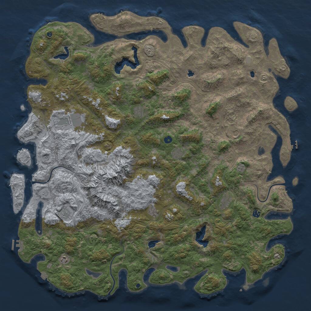 Rust Map: Procedural Map, Size: 6000, Seed: 1932892554, 17 Monuments
