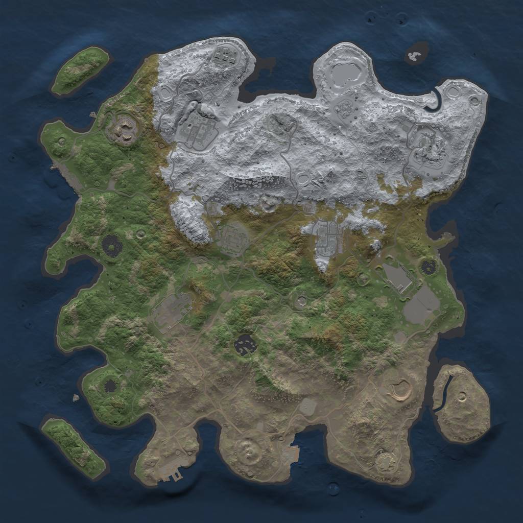 Rust Map: Procedural Map, Size: 3700, Seed: 80593972, 18 Monuments