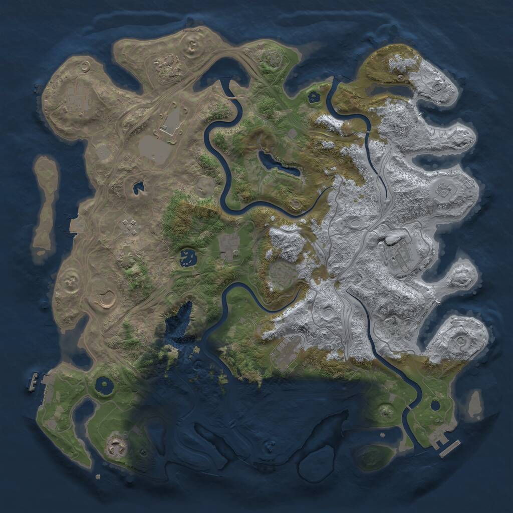 Rust Map: Procedural Map, Size: 4250, Seed: 43373949, 17 Monuments