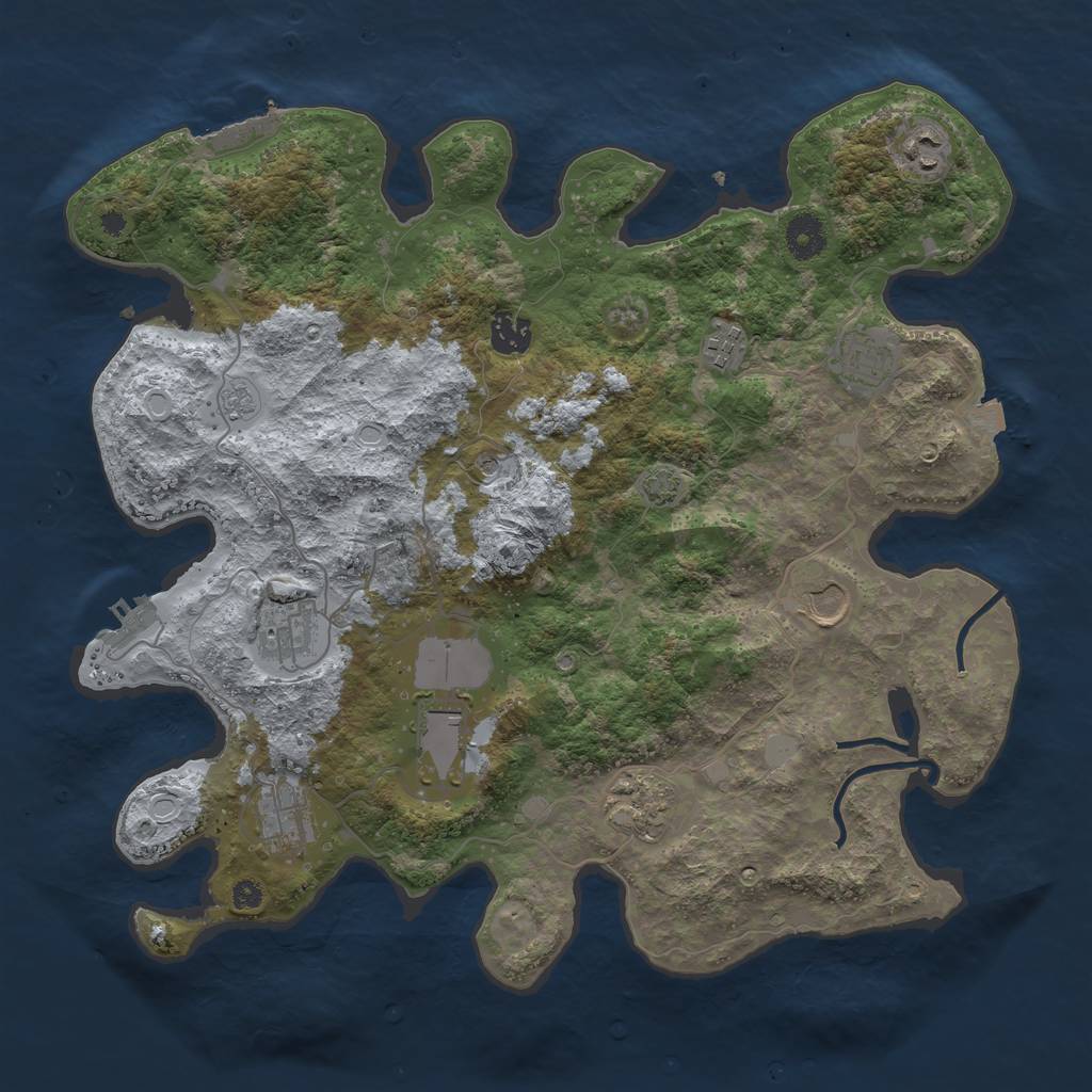 Rust Map: Procedural Map, Size: 3800, Seed: 66893085, 17 Monuments