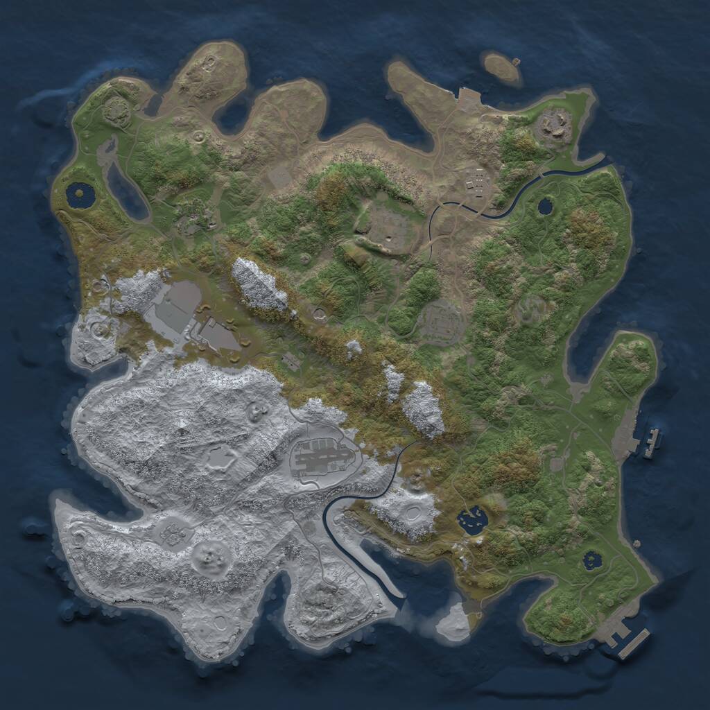 Rust Map: Procedural Map, Size: 3750, Seed: 284992009, 14 Monuments