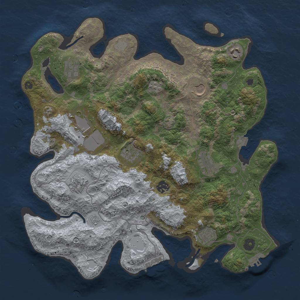 Rust Map: Procedural Map, Size: 3750, Seed: 284992009, 18 Monuments