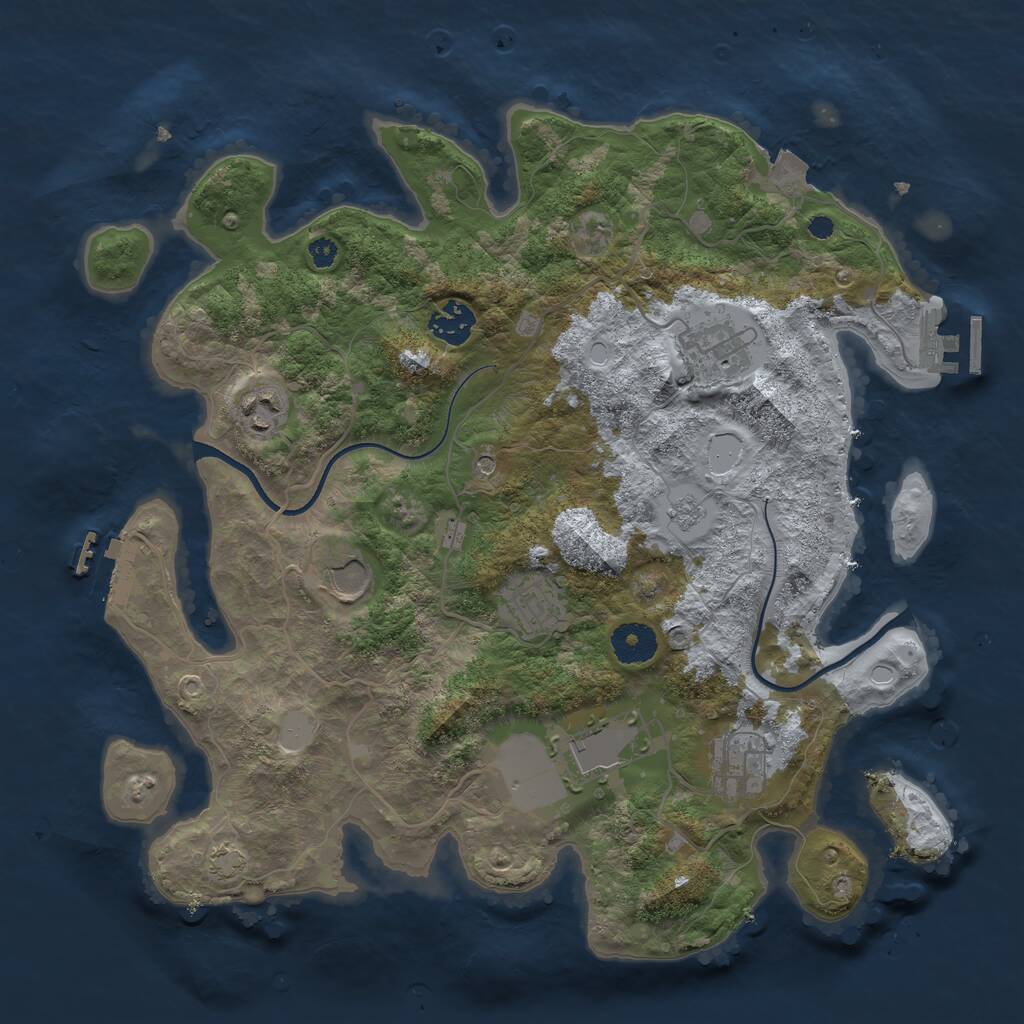 Rust Map: Procedural Map, Size: 3550, Seed: 56792079, 13 Monuments