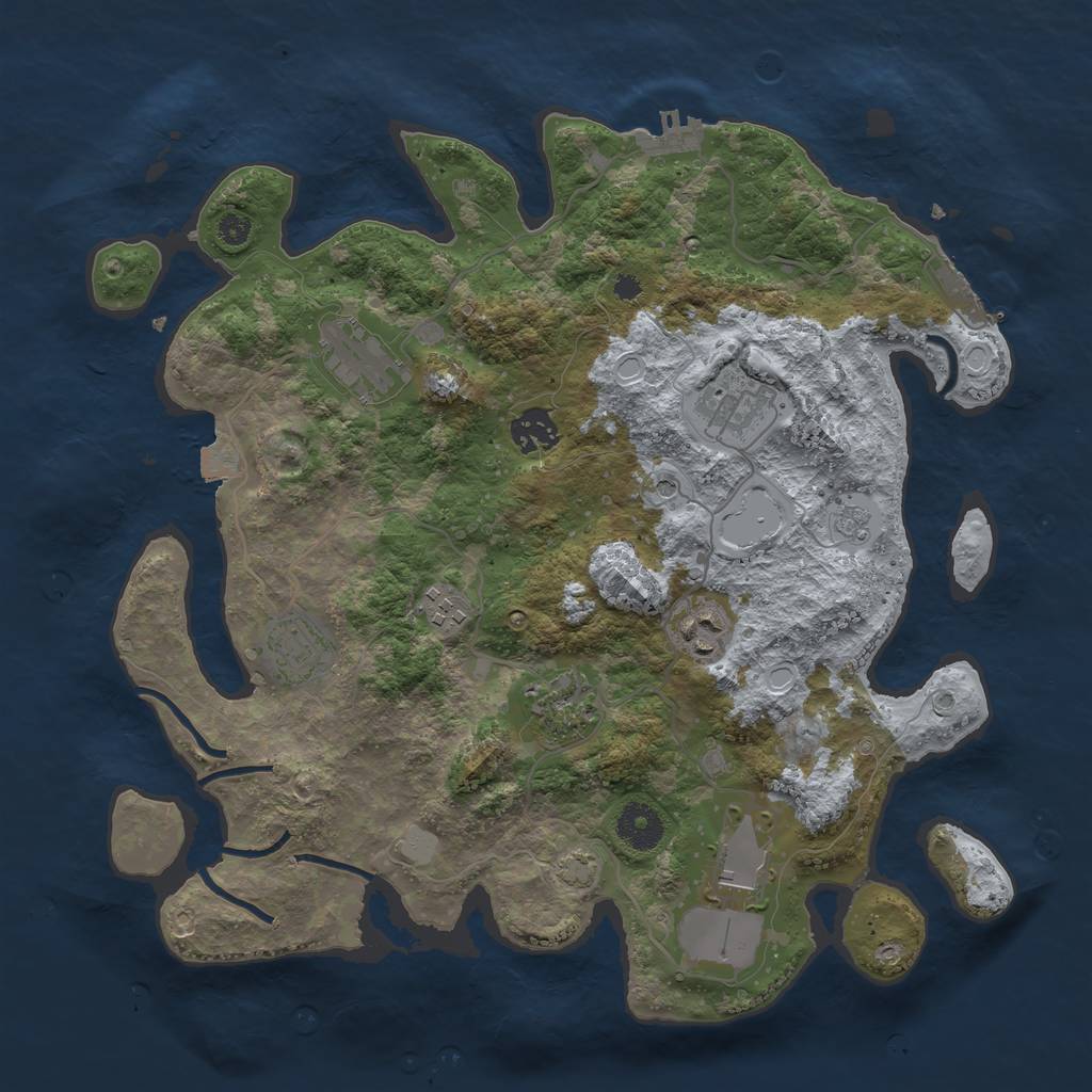 Rust Map: Procedural Map, Size: 3550, Seed: 56792079, 16 Monuments