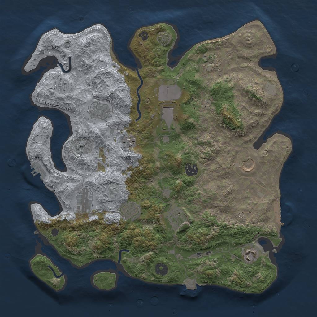 Rust Map: Procedural Map, Size: 3650, Seed: 9992277, 18 Monuments