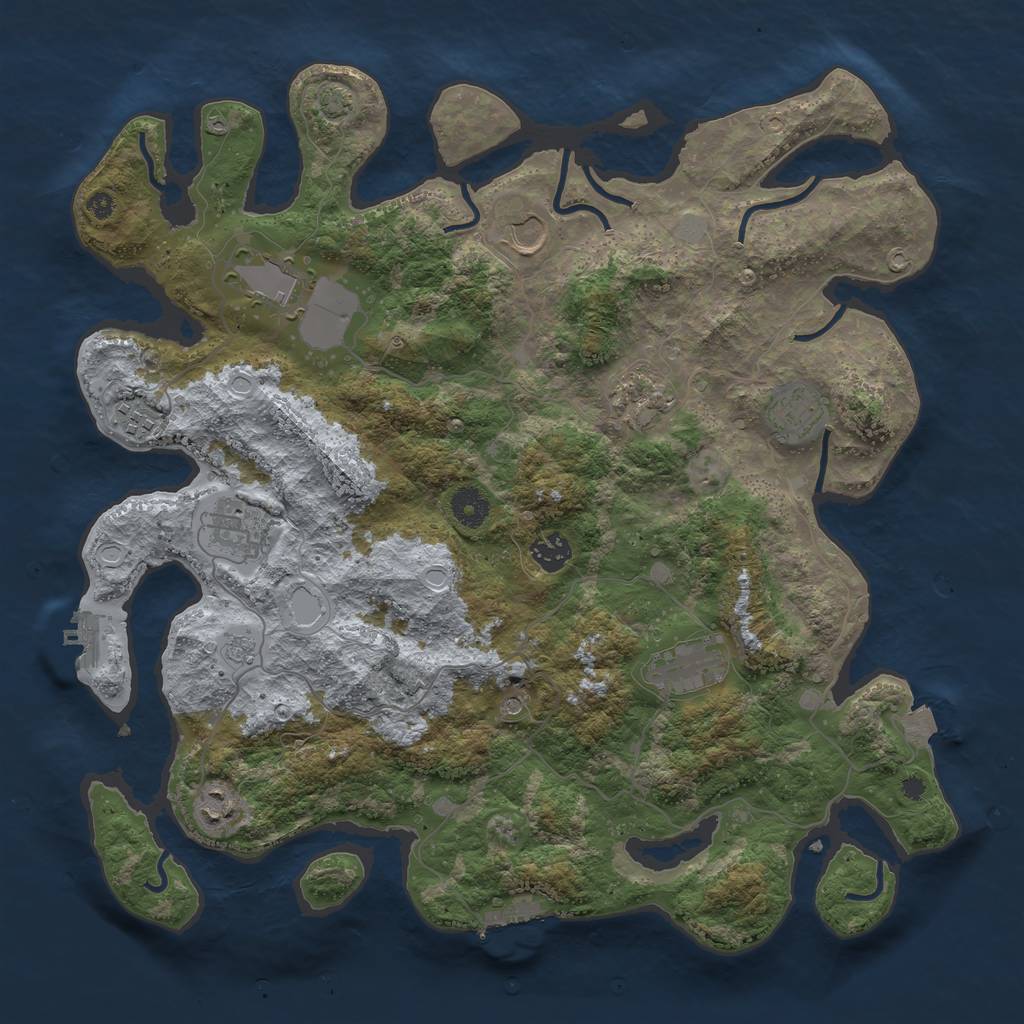 Rust Map: Procedural Map, Size: 3950, Seed: 64246828, 17 Monuments