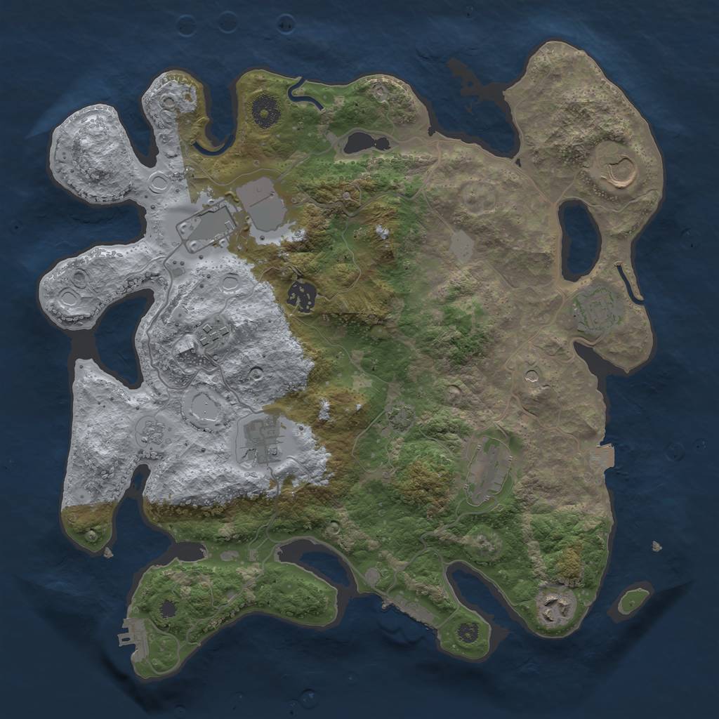 Rust Map: Procedural Map, Size: 3550, Seed: 96500928, 16 Monuments